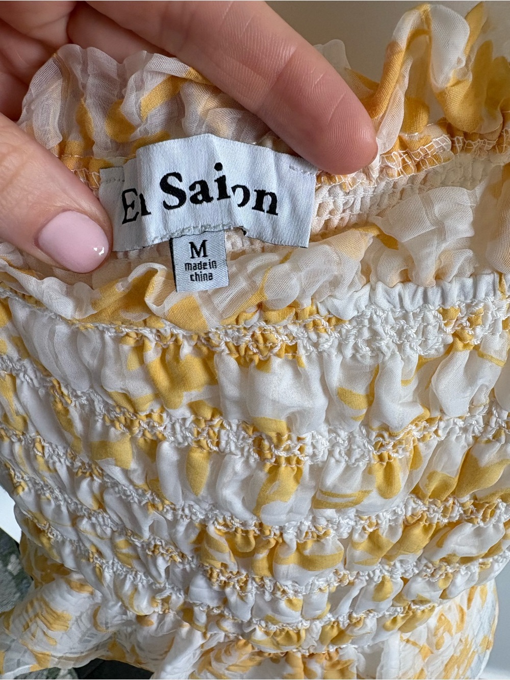 En Saison Yellow Floral Smocked Tie-Shoulder Camisole - Picture 2 of 3